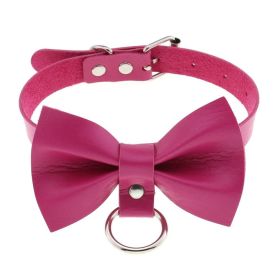 Punk Gothic Leather Horn Rivet Collar Personalized Hanging Ring Plus Lock Neck (Color: Rose Red, style: 28Style)