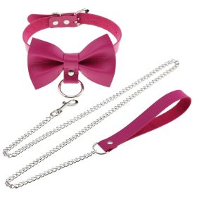 Punk Gothic Leather Horn Rivet Collar Personalized Hanging Ring Plus Lock Neck (Color: Rose Red, style: 30Style)